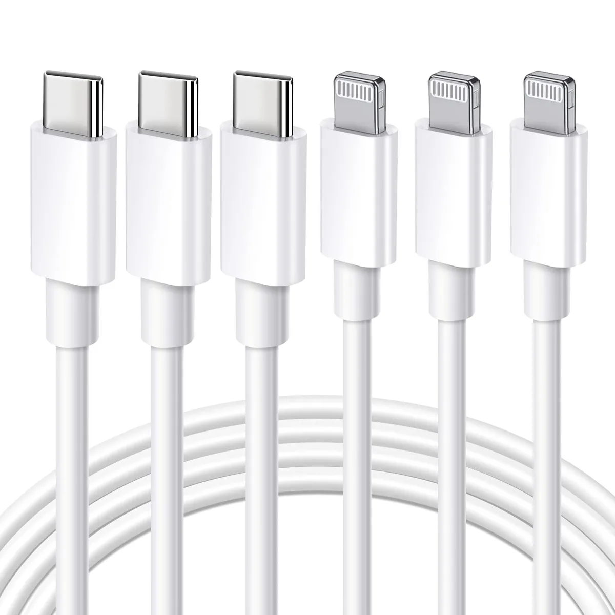 KEHIPI KEHIPI USB-C to Lightning Cable 3-Pack 10ft White XimyCable-006 — product photo