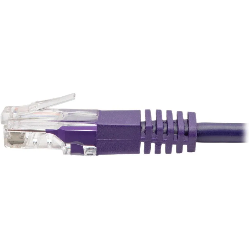 Purple Cat5e patch cable with moulded RJ45 connectors, six feet long