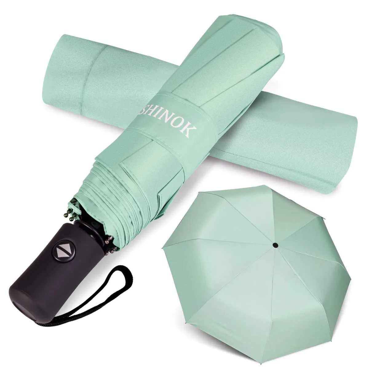 Shinok A-04 23" Auto Open Close Umbrella 11" Folded 13 oz Mint Green — product photo