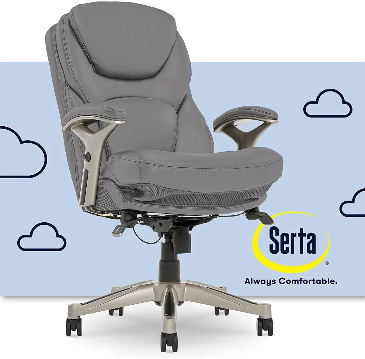Serta Serta Ergonomic Executive Office Chair Motion Technology Gray Bonded Leather — product photo