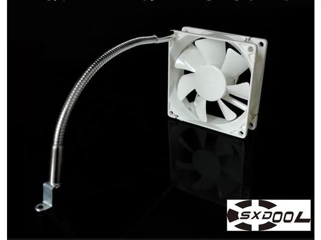 Blue metal cooling bracket with adjustable tube and mounting screws