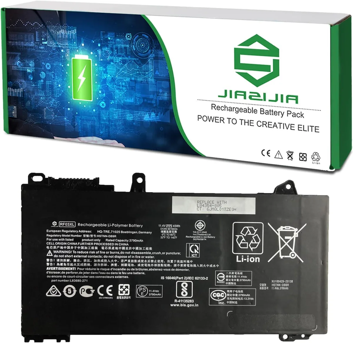 NShi NShi RF03XL laptop battery 11.4V 45Wh 3790mAh — product photo