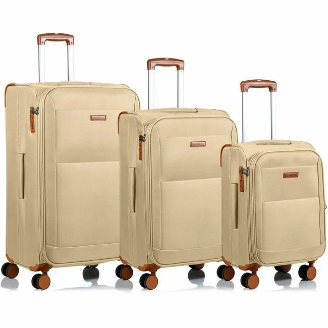 FT Champs FT Champs Classic Collection 3-piece Softside Luggage Set Khaki 20in 24in 28in — product photo