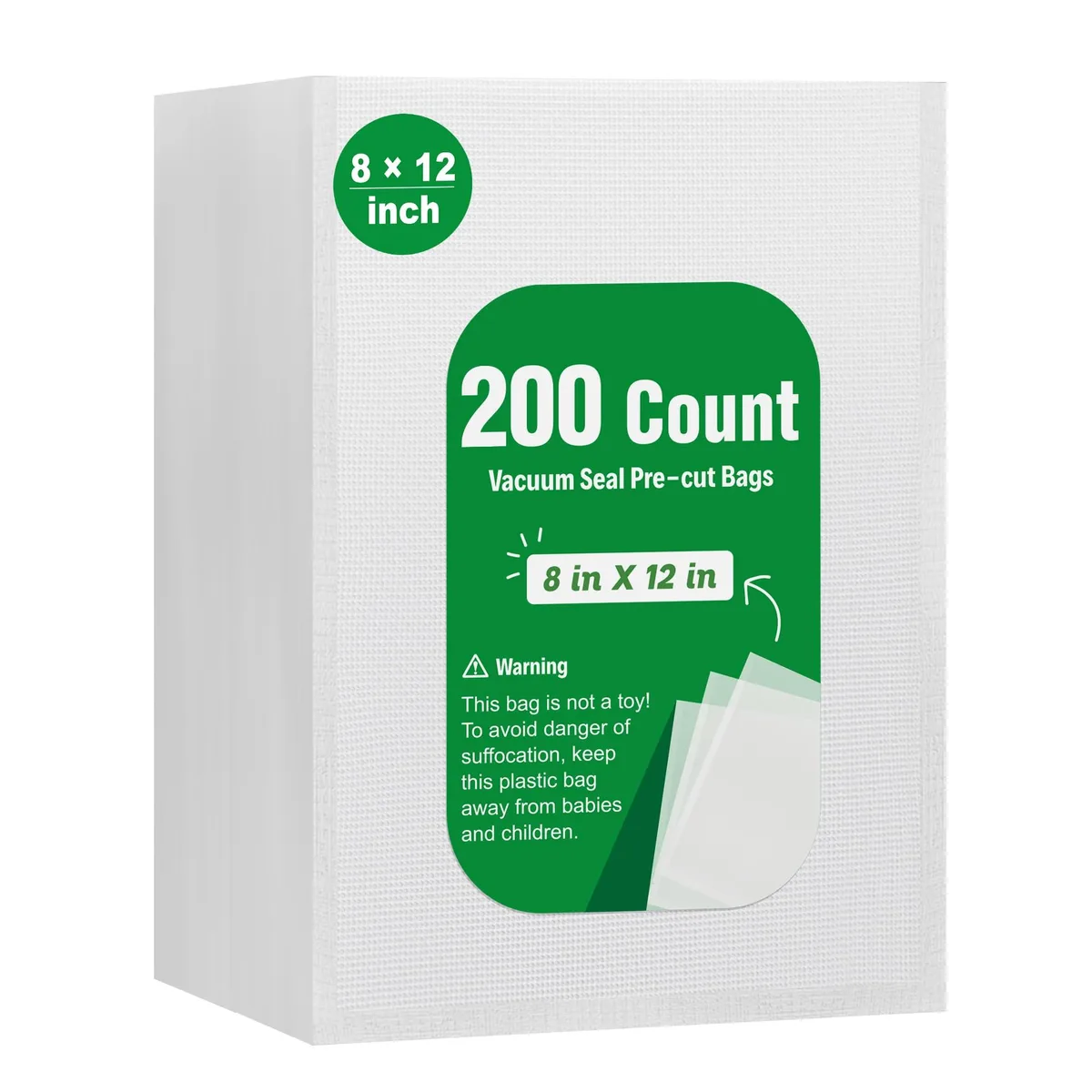Syntus VSB200Q Vacuum Sealer Bags 200 PCS 8" x 12 — product photo