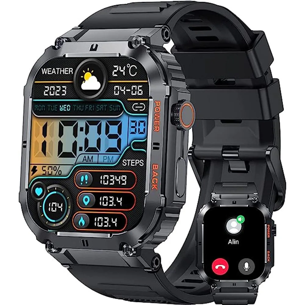 AUTYUE AUTYUE Smart Watch 1.96" 70-Day Battery 100M Waterproof Black — product photo
