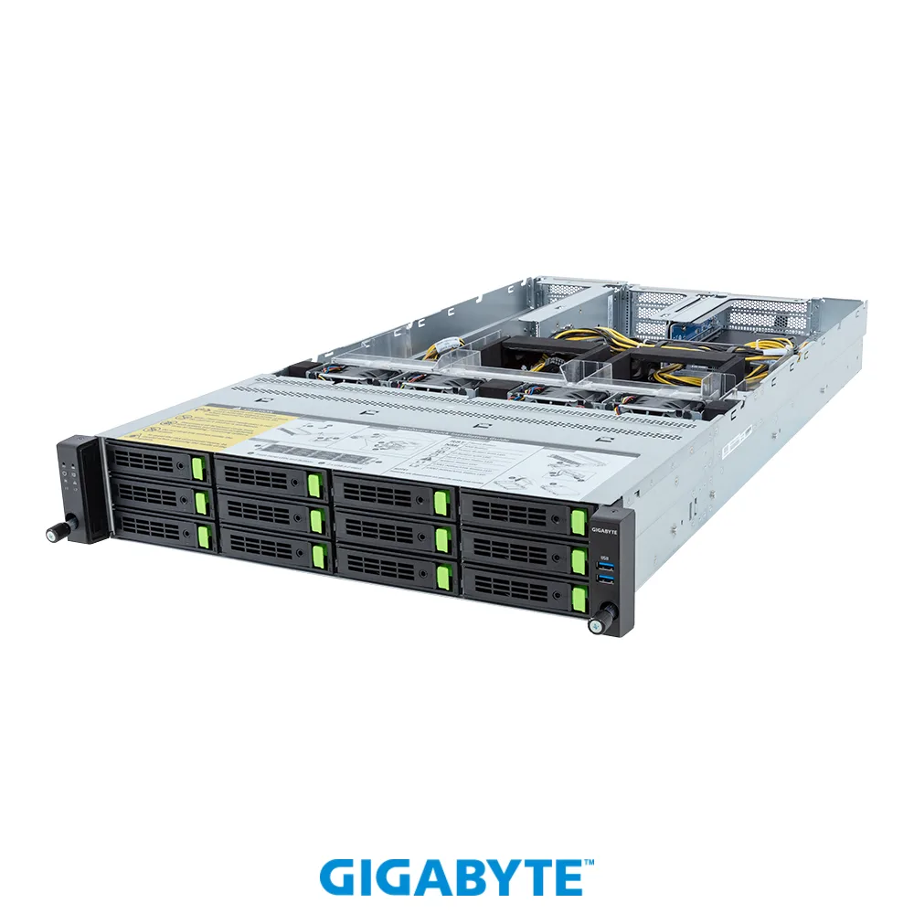 GIGABYTE GIGABYTE R283-SF0-AAL1 barebone server 2U dual Xeon 32 DIMM 12 bay 4 GPU — product photo