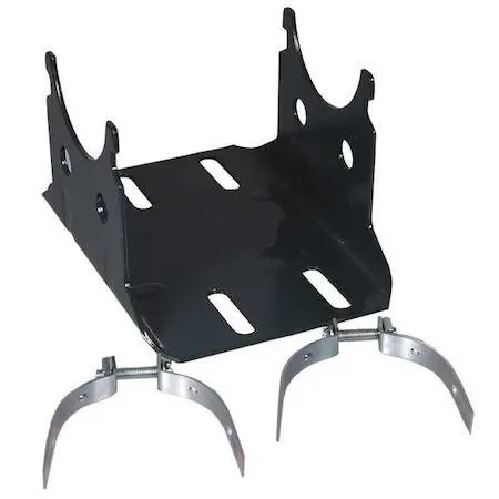 Gray steel mounting base with two clamps for NEMA 42 blower