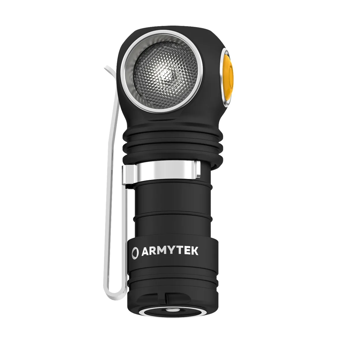 Compact black headlamp with magnetic tailcap and side button