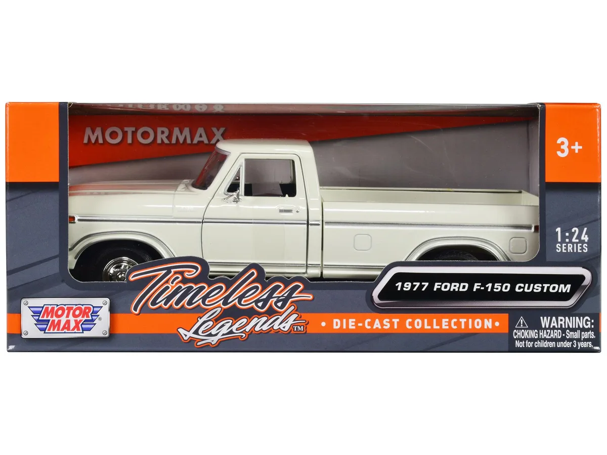 MOTORMAX MOTORMAX 1977 Ford F-150 Custom Pickup Truck White Timeless Legends 1/24 Diecast — product photo