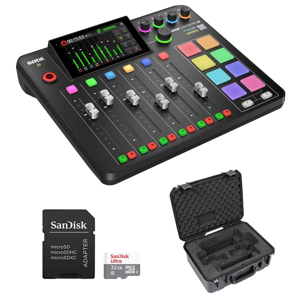 Rodecaster Pro II audio console with SKB hard case and 32GB card