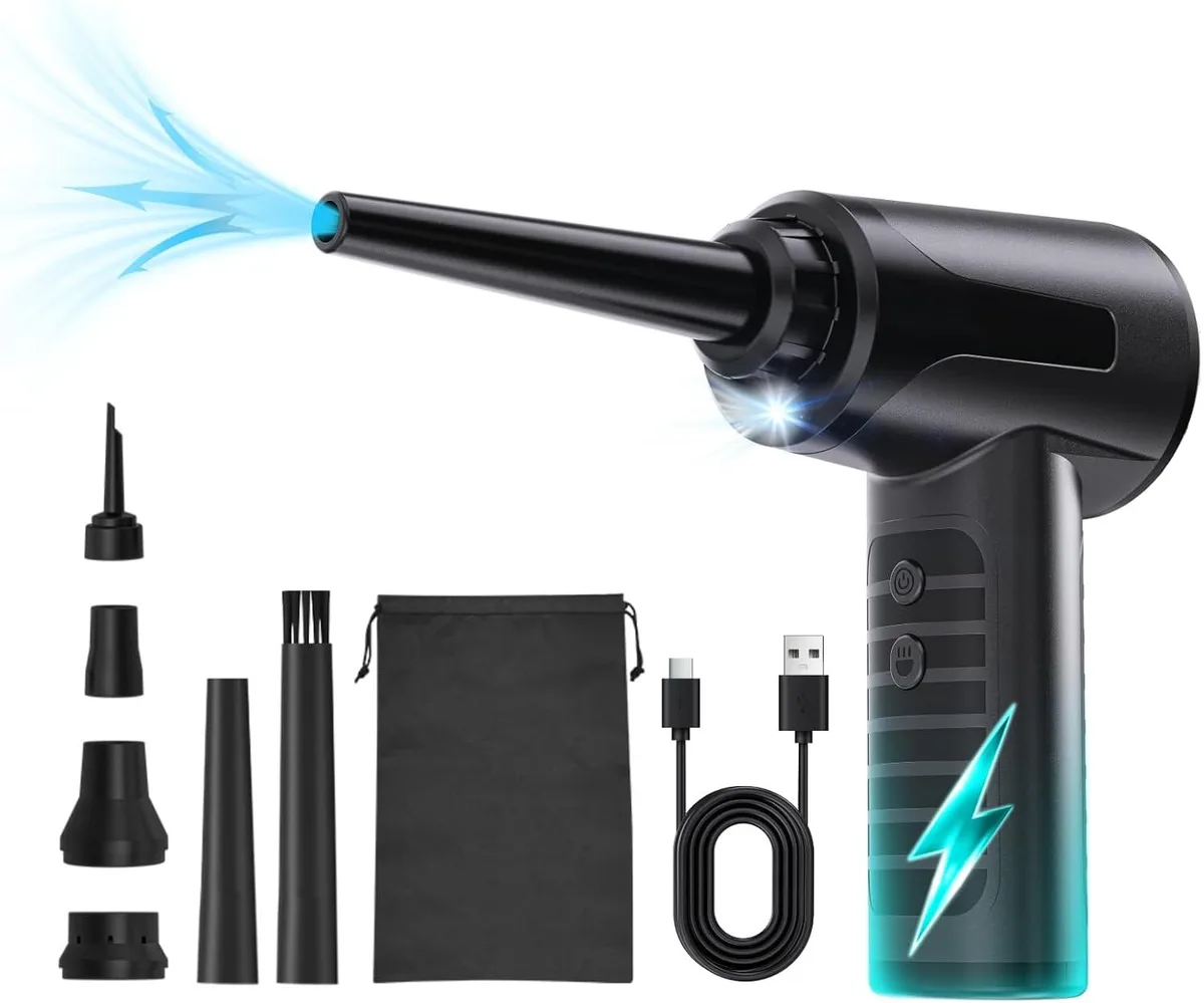 lelisten lelisten Electric Compressed Air Duster Rechargeable 100000RPM Black accessory — product photo