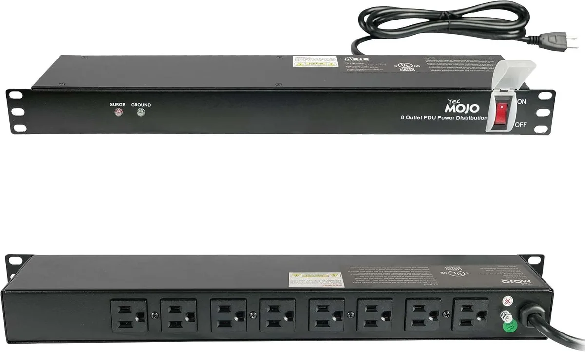 TAURKENAM TAURKENAM 1U Rack-Mount 8-Outlet Surge Protector 6ft Cord — product photo