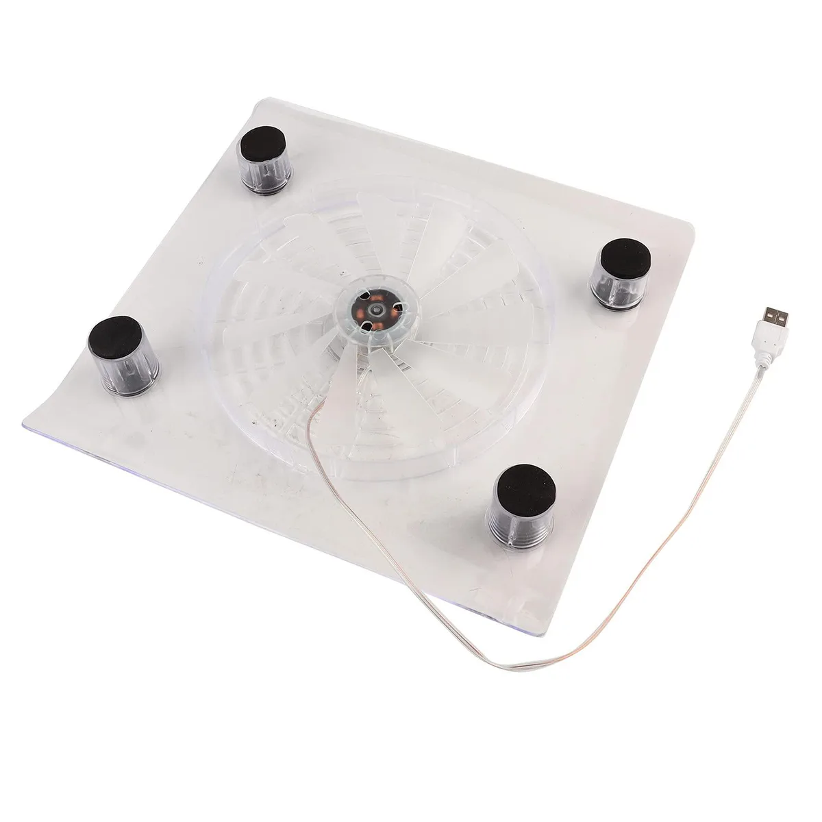 Rectangular black ABS cooling pad, 27 cm wide, with rear LED RGB lights