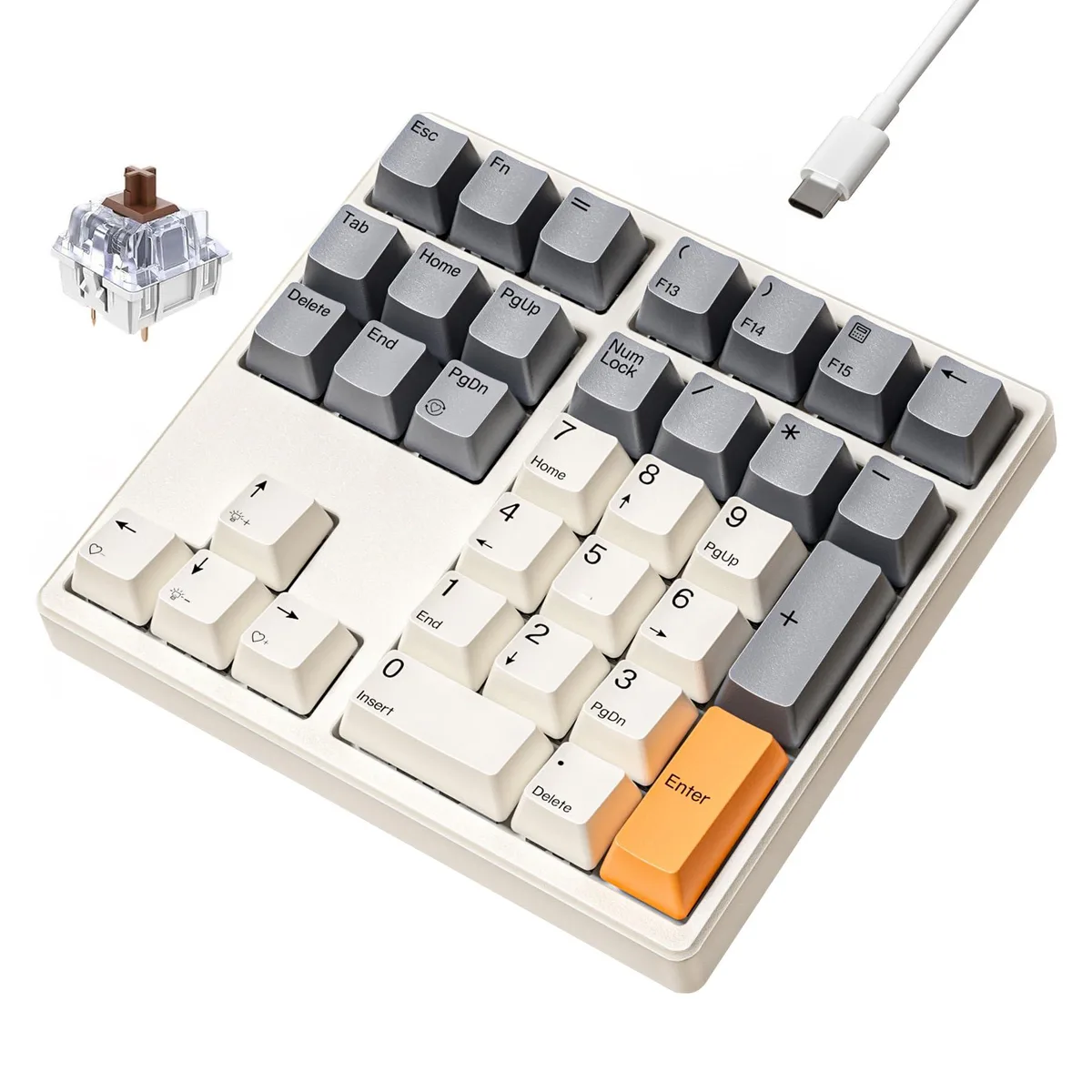  Kisnt KN34 34-Key Wired USB Numpad Retro Beige Brown Switch — product photo