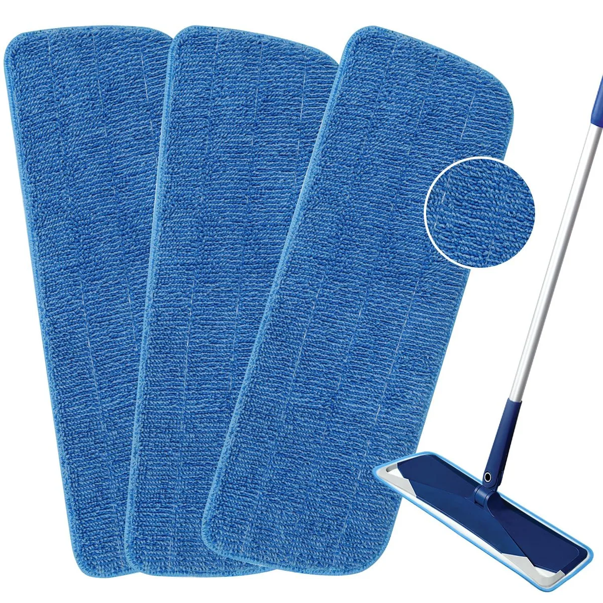 3 Pack Microfiber Mop Pads 16.5" x 5.3" Blue 3M — product photo