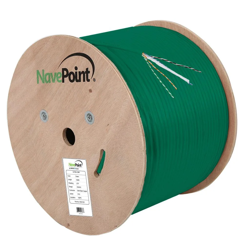 NavePoint NavePoint CAT6A CMR 1000 Ft Green 23AWG 500 MHz UTP network ethernet cable — product photo