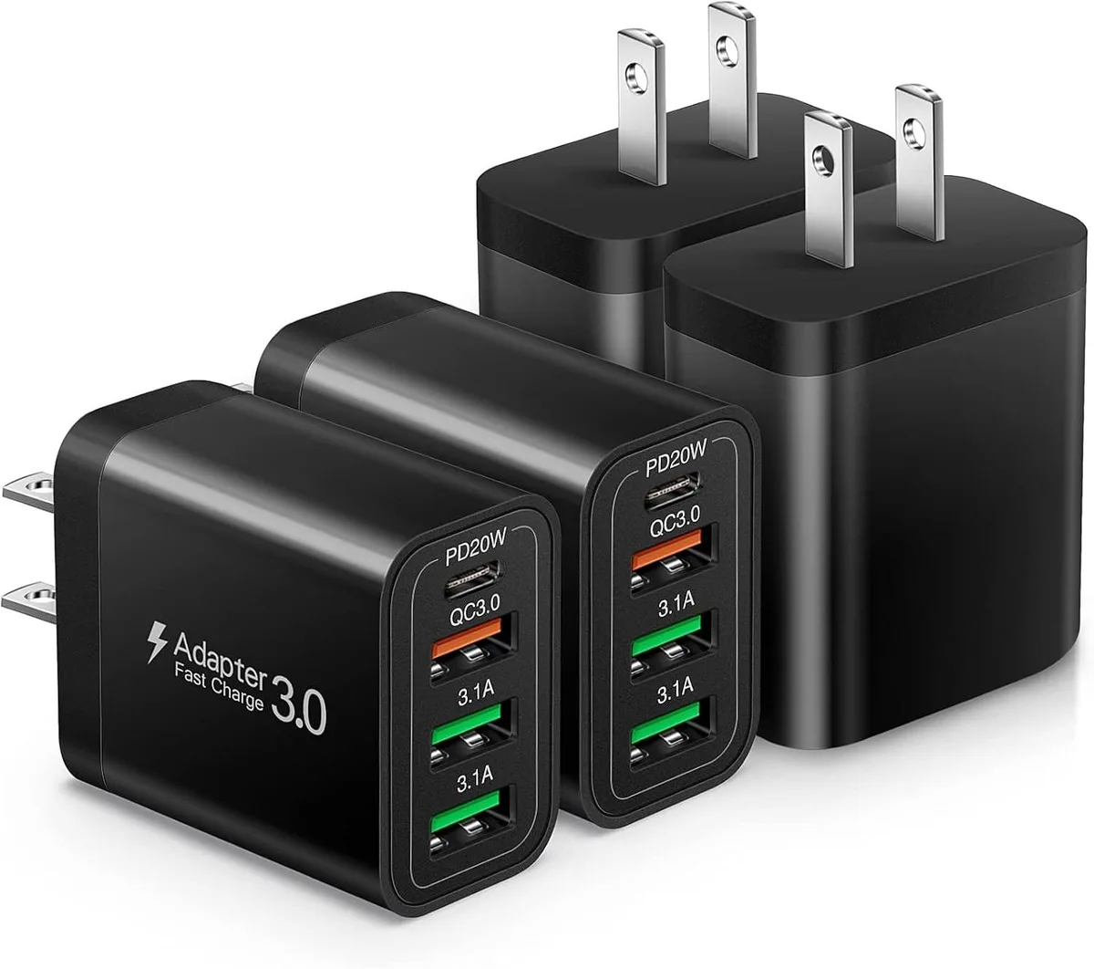 ONITOON ONITOON USB-C Wall Charger 35W 4-Port Quick 3.0+PD 3.0 4 Pack — product photo
