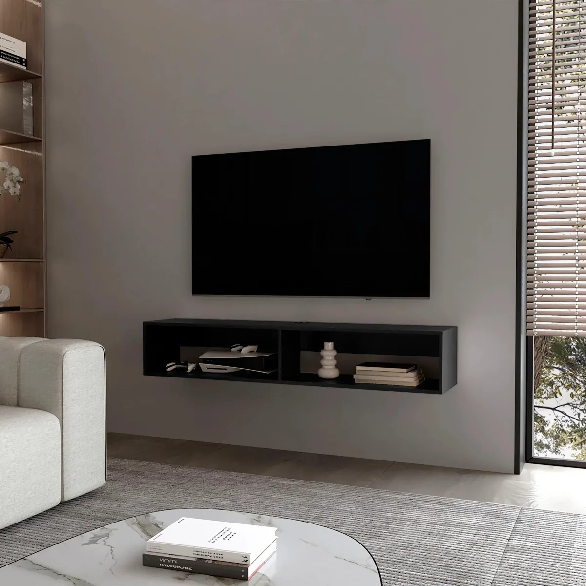 tuphen tuphen Black 2-Shelf Central Floating Media Rack — product photo
