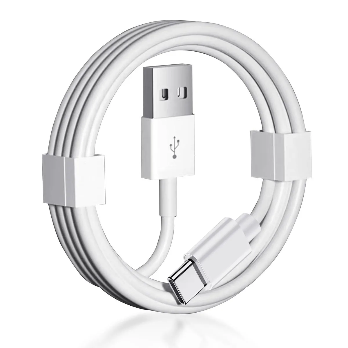 White USB-A to USB-C cable, 3.3 ft, male-to-female connectors