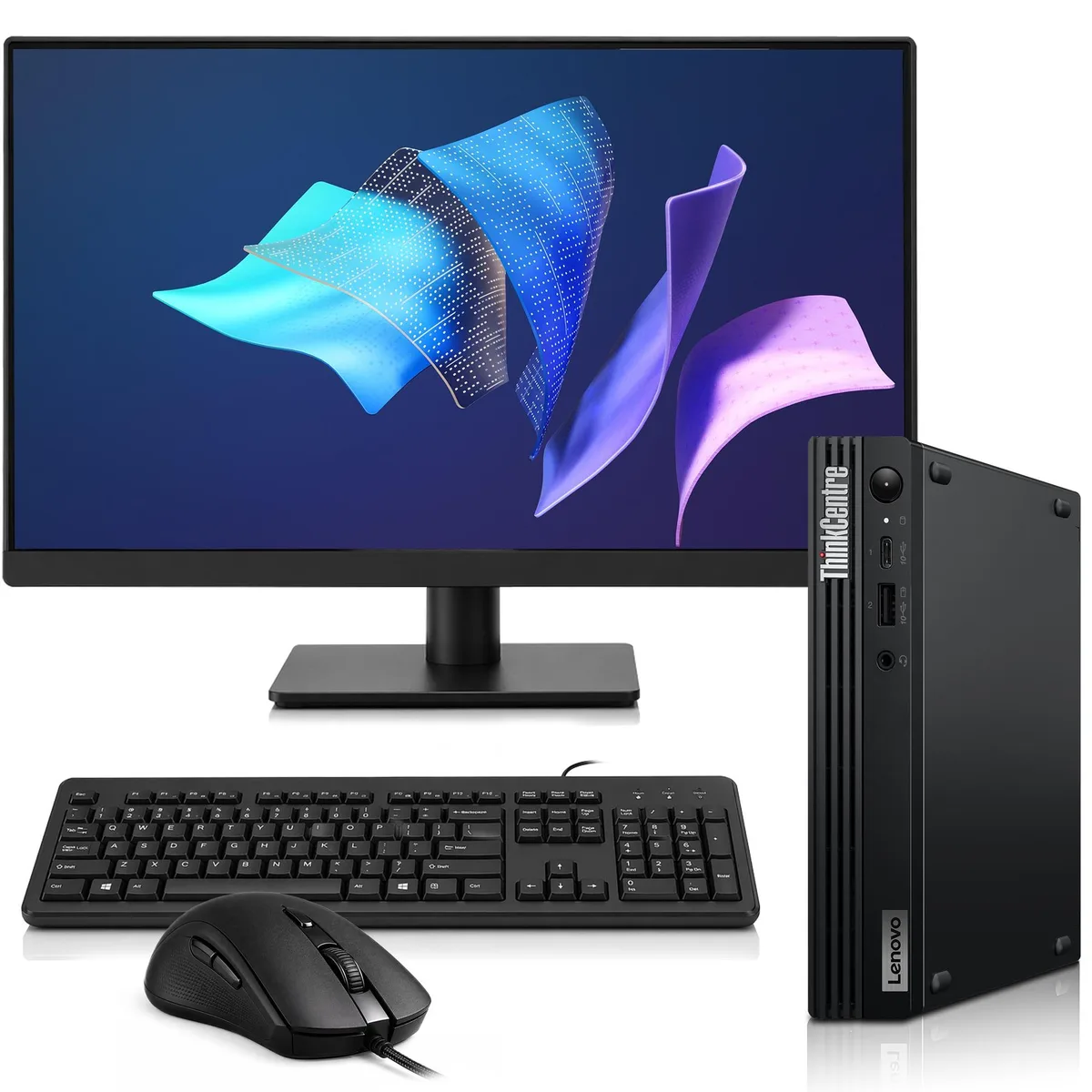 Lenovo Lenovo ThinkCentre M75q Gen 2 AMD Ryzen 3 PRO 5350GE 8GB DDR4 128GB SSD 24 Inch Monitor Windows 11 Pro — product photo