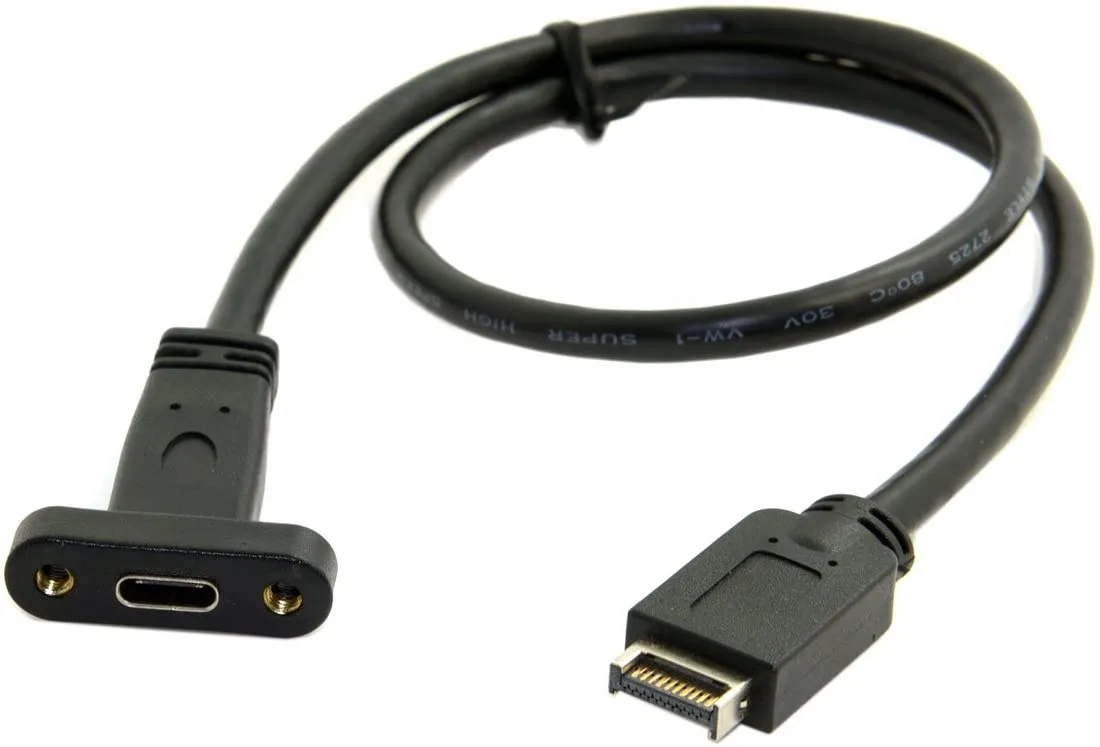 OnlineHawk OnlineHawk USB 3.1 Front Panel Header to Type-C Female Extension Cable 40cm with Panel Mount Screw — product photo