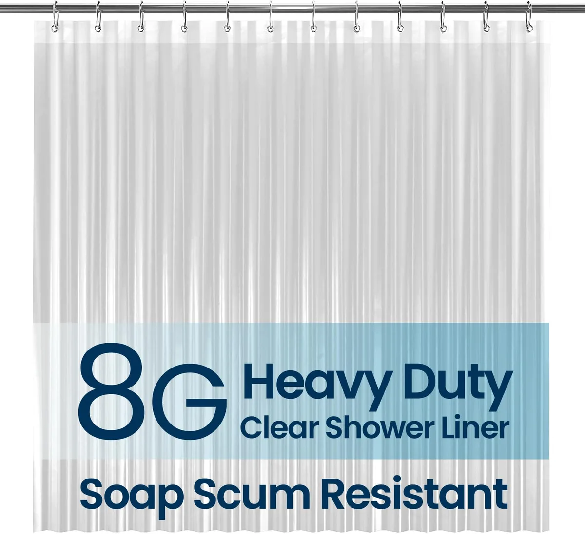 Clear PEVA shower curtain 72 by 72 inches with 12 metal grommets