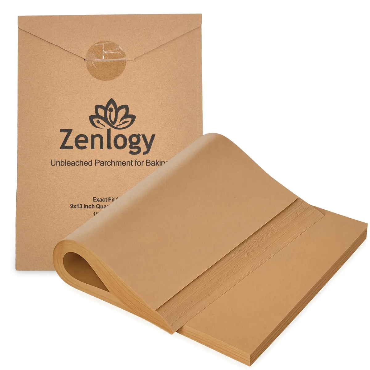 Stack of 100 brown rectangular parchment sheets 9x13 inches