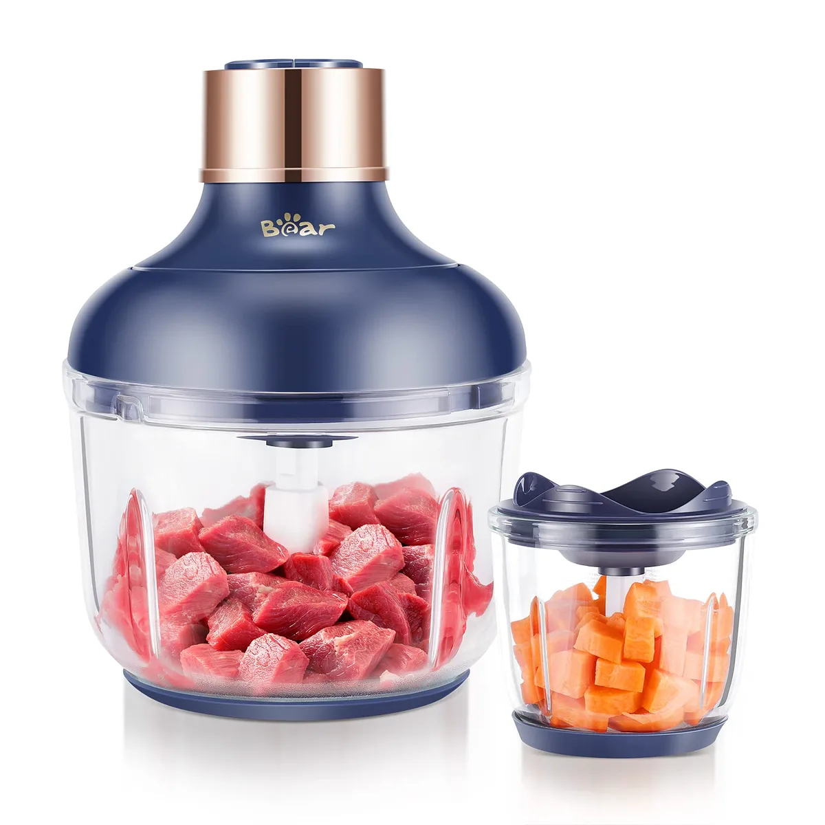  Bear QSJ-D03Q1 food processor 2 glass bowls 8 cup 2.5 cup 400W 2 speed — product photo