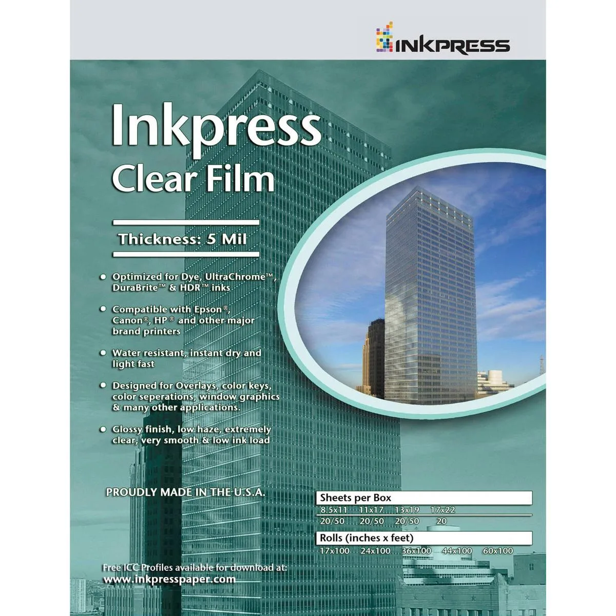 Inkpress Inkpress Clear Film 5 mil Polyester Inkjet 13x19 20 Sheets — product photo
