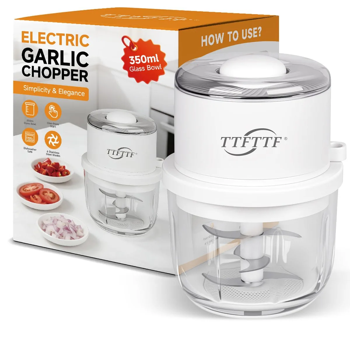  TTFTTF F3 350ML Glass Bowl Mini Food Processor White — product photo