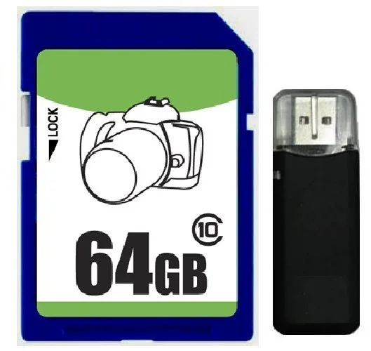 DIGI ERA DIGI ERA 64GB SDXC Class 10 UHS-1 384 20MB/s 15MB/s memory card with R3 Reader — product photo