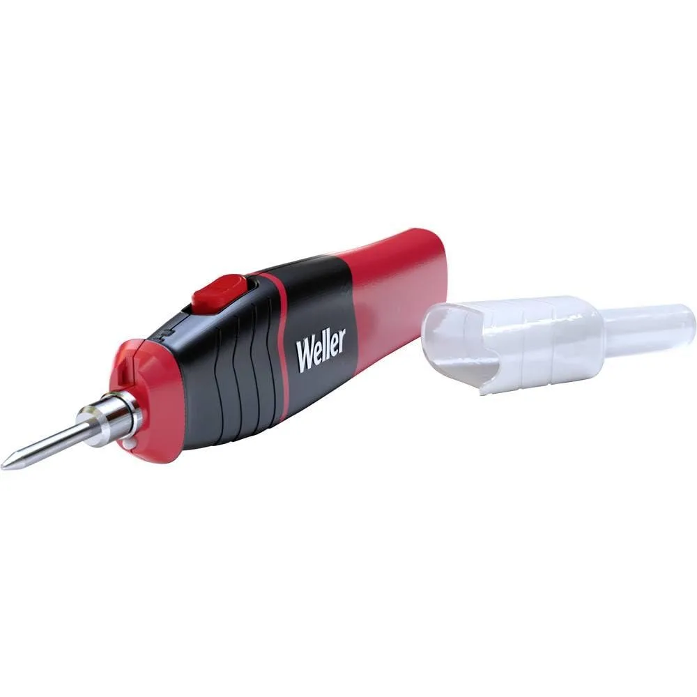 Cordless soldering iron with LED light and protective cap