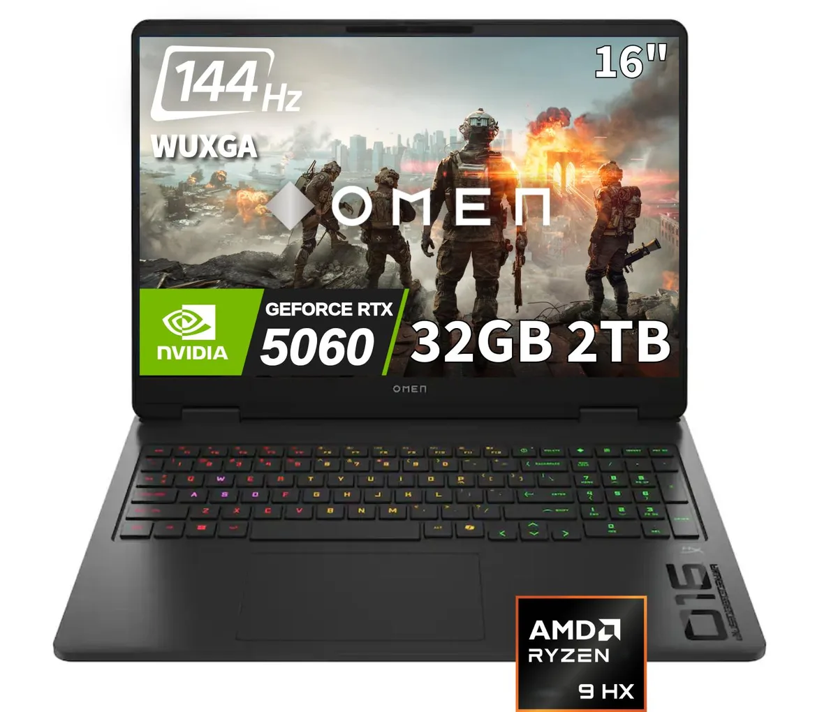HP HP OMEN 16 gaming laptop AMD Ryzen 9 8940HX RTX 5060 32GB 2TB — product photo