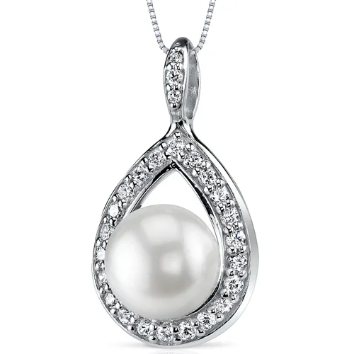 Oravo Oravo SP10904 pendant 10.0 mm pearl sterling silver 18 in. 25 cz 3.73 g .925 stamp gift box — product photo