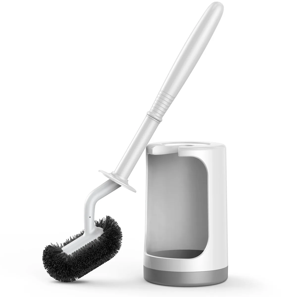 HAMITOR Toilet Brush Holder Set Curved White 1 Pack — product photo