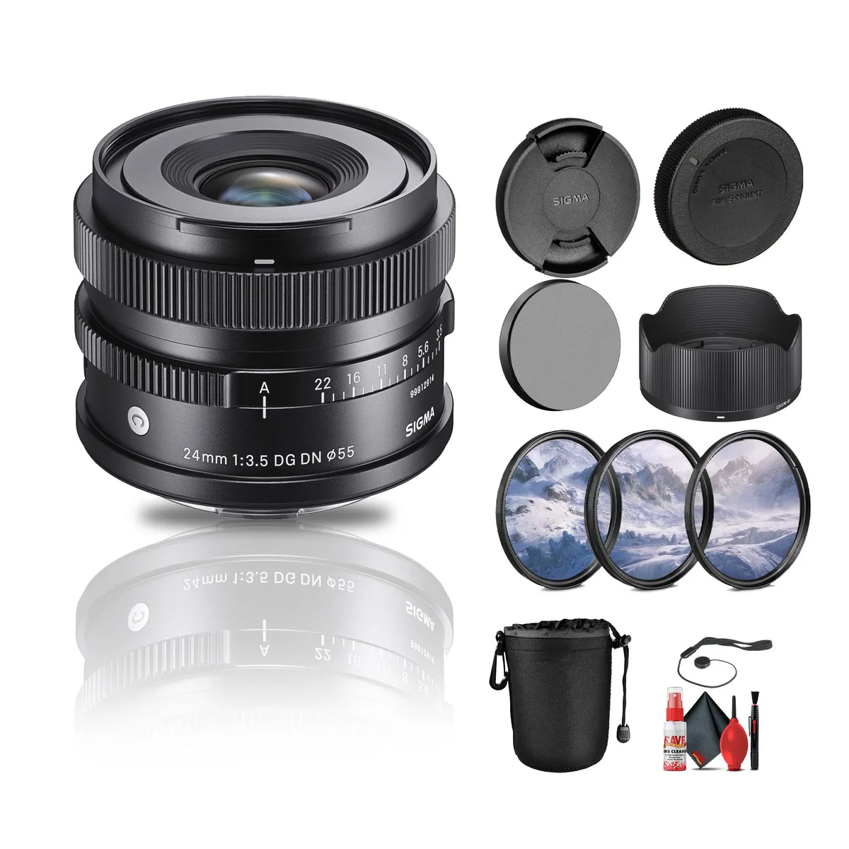 SIGMA SIGMA 24mm f/3.5 DG DN Contemporary Lens for Sony E Bundle camera lens — product photo
