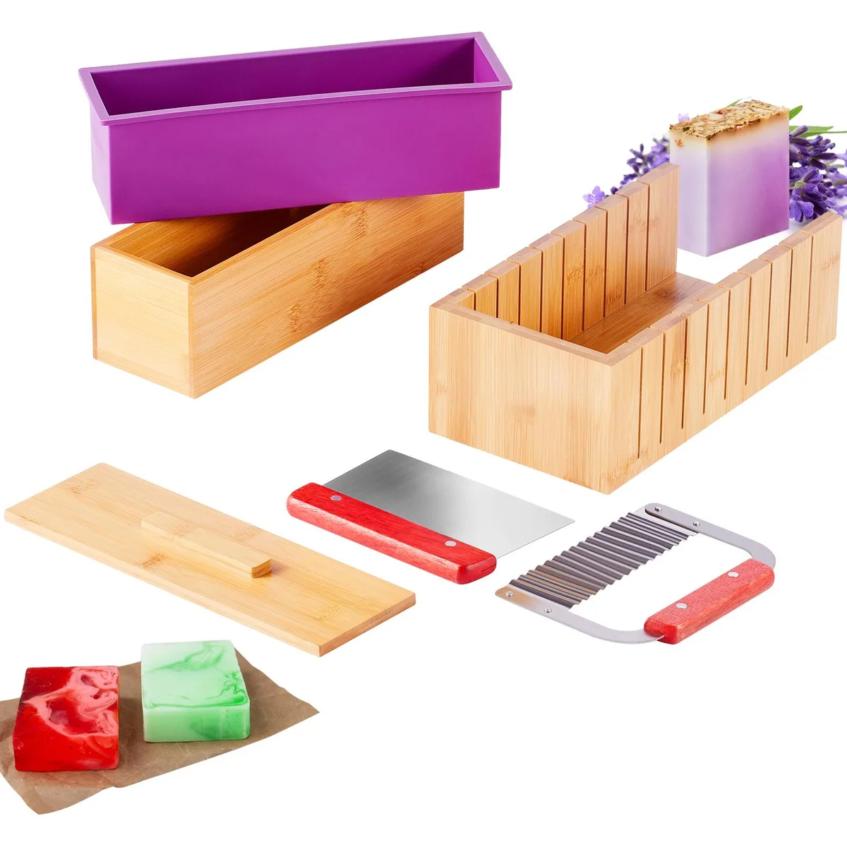 VEVOR VEVOR Soap Making Kit KH-Q02 Bamboo Cutting Box 48oz 100 Bags 105 Stickers — product photo
