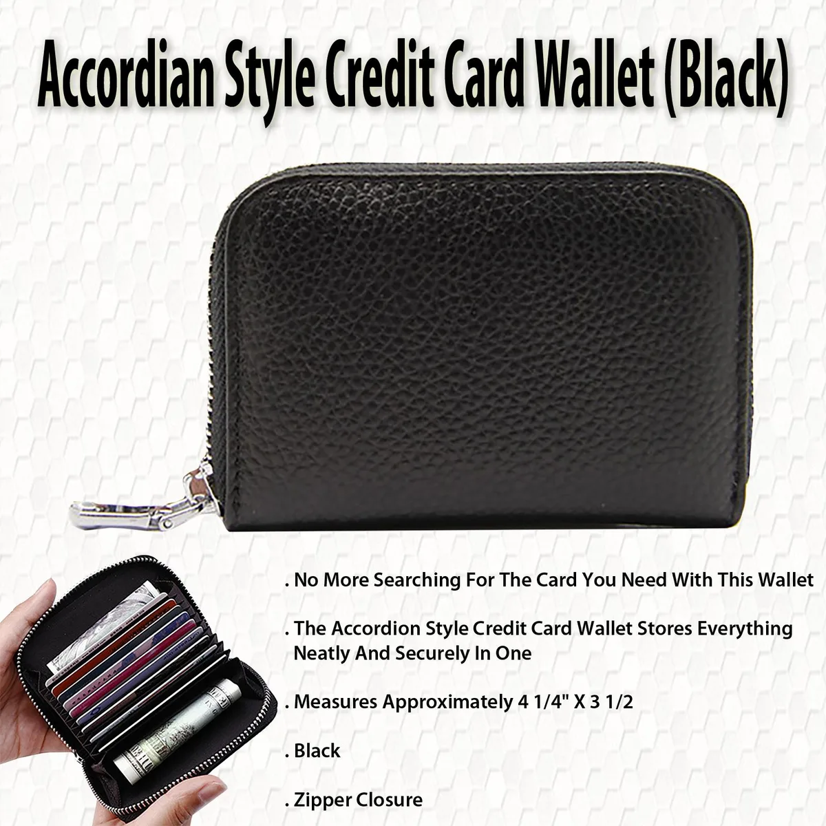Hampton Direct Hampton Direct Accordion Credit Card Holder Black 11 Cards — product photo
