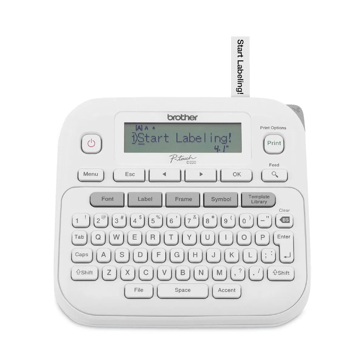 Brother Brother PT-D220 label printer 180 dpi QWERTY 14 fonts 15-char display — product photo
