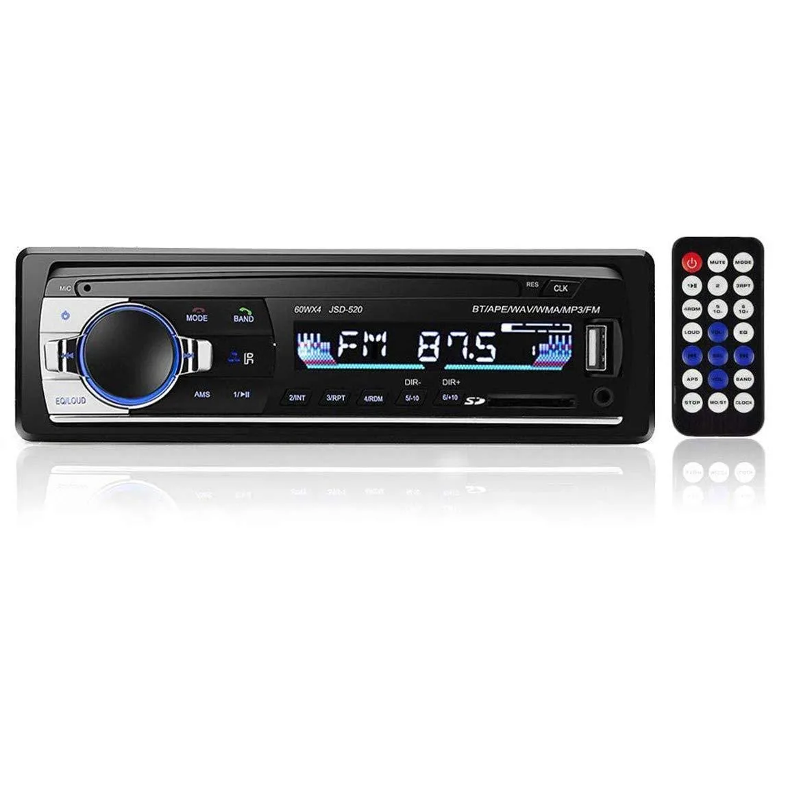  BOSS AUDIO JSD520 Single Din Car Receiver 4x60W Bluetooth USB SD AUX FM 18 Presets 12V — product photo