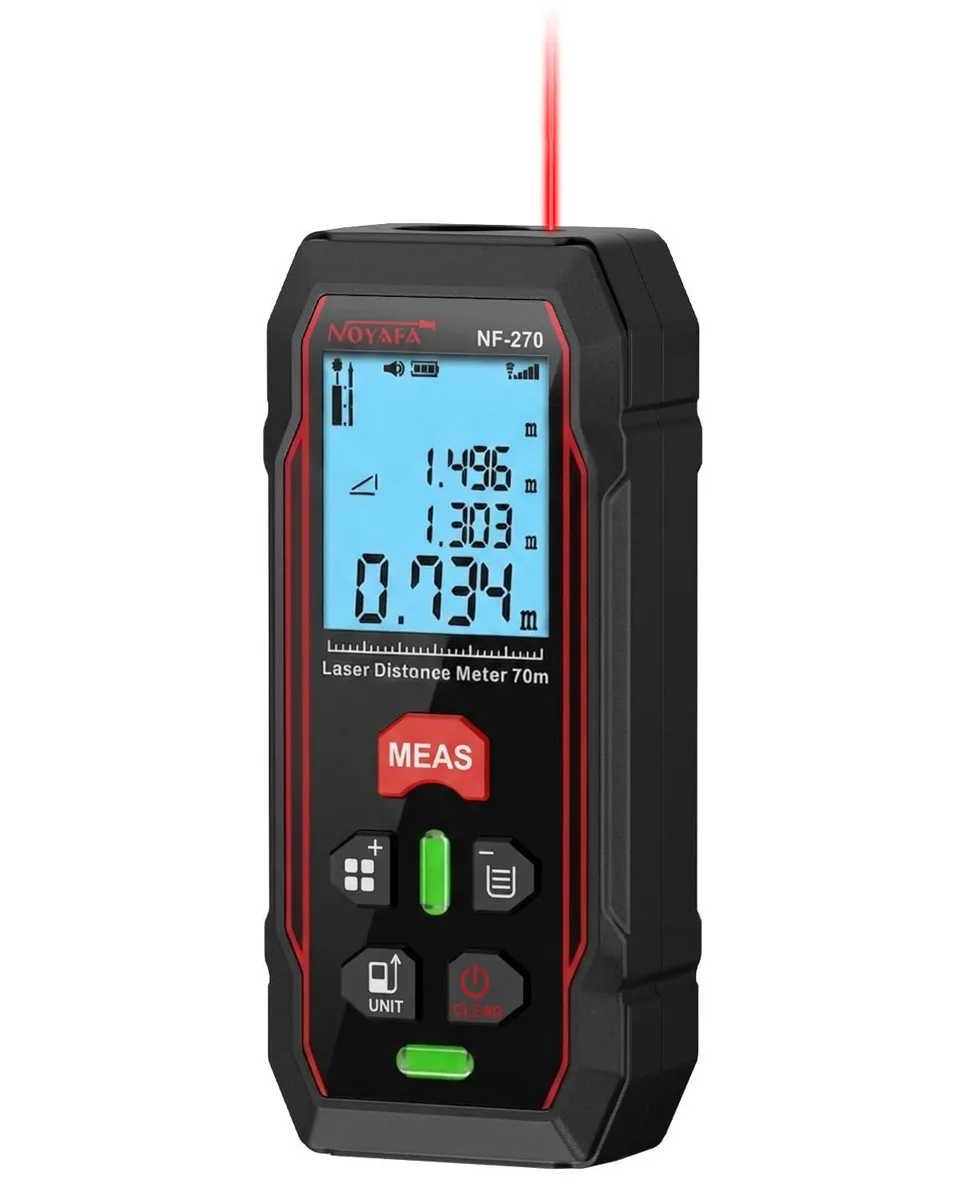 Compact laser distance measure NF-270 with backlit LCD, lanyard and batteries