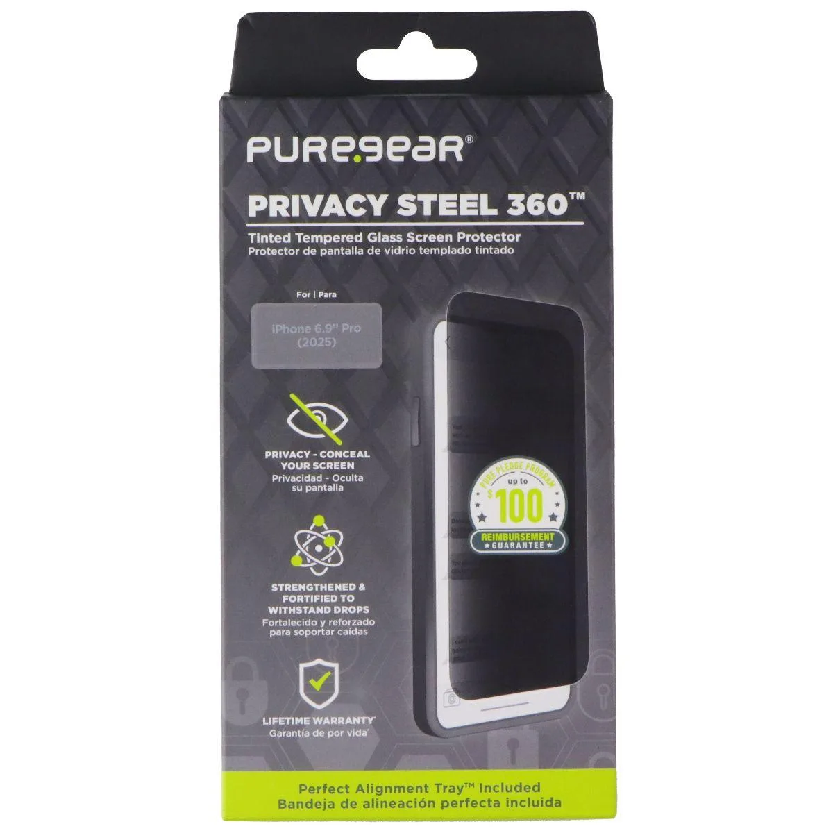 PureGear PureGear Steel 360 Glass Screen Protector iPhone 17 Pro Max Privacy — product photo