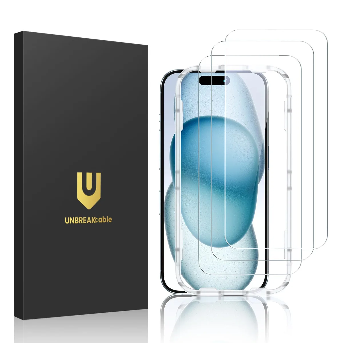 UNBREAKcable UBXi504 Tempered Glass Screen Protector 3-Pack for iPhone 15 6.1 — product photo