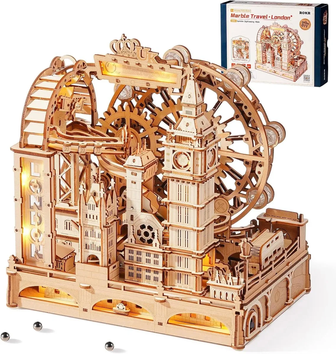 ROKR ROKR Marble Run Travel London Stem Toy 550 Pieces 15x10 Inches — product photo
