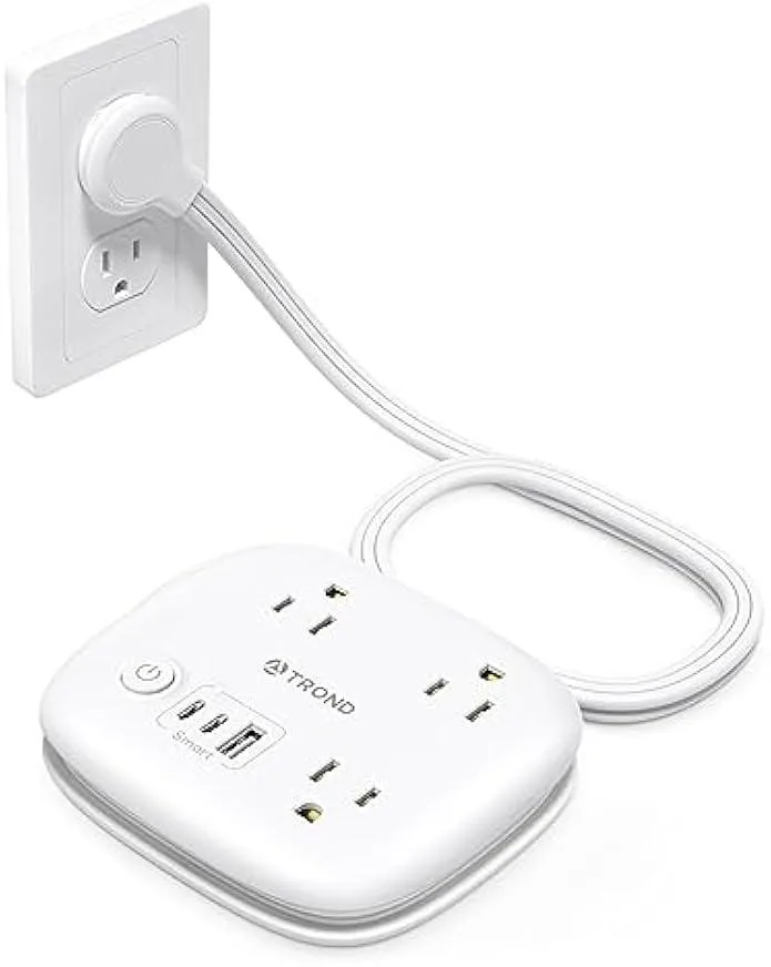 TAURKENAM TAURKENAM Travel Power Strip 3 Outlets 2 USB-C 1 USB-A 2.6ft Flat Plug power adapter — product photo