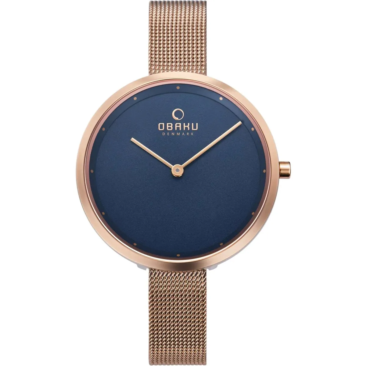 Silver stainless steel watch with blue dial and metal bracelet