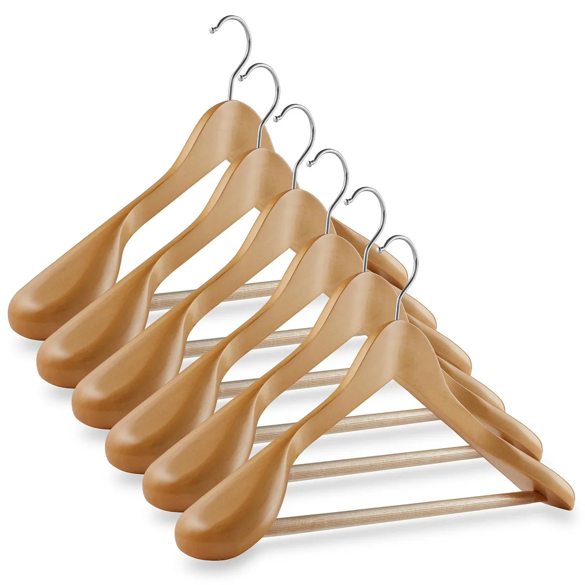 Casafield Casafield 6 Natural Wide Shoulder Wooden Suit Hangers — product photo