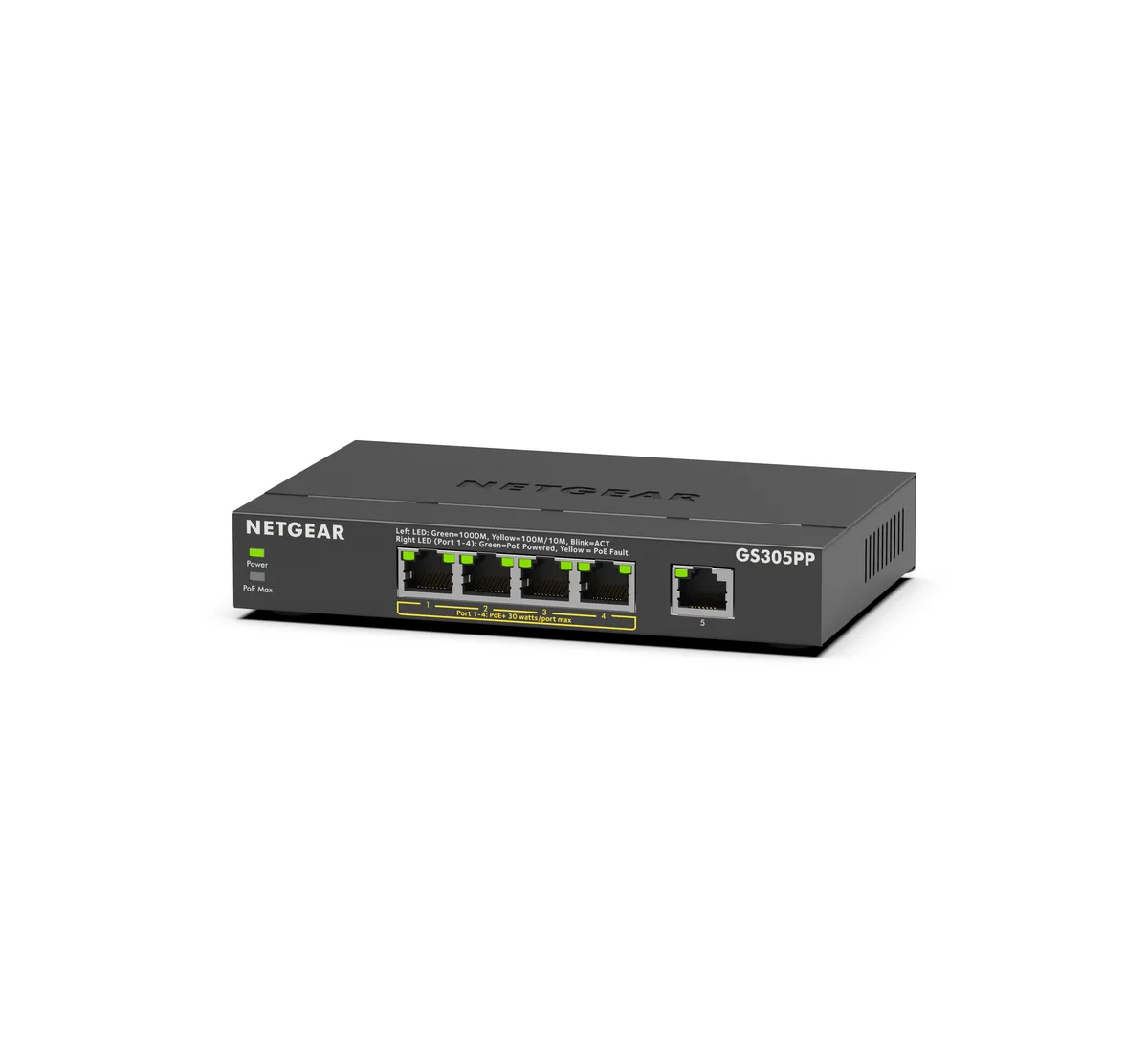 Netgear Inc. Netgear Inc. GS305PP-300NAS 5-port Gigabit network switch 4 PoE+ 83W — product photo