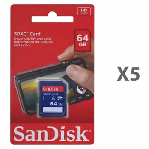 SanDisk SanDisk 64GB SDXC Card Class 4 SDSDB-064G-B35 5 Pack memory card — product photo