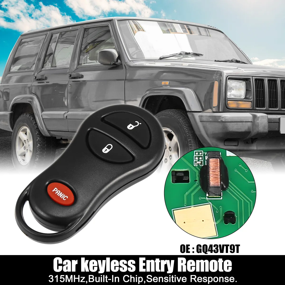 Unique-Bargains Unique-Bargains GQ43VT9T 315 MHz 3-button key fob Jeep Cherokee 1999-2001 Grand Cherokee 1999-2004 — product photo